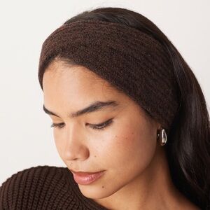 ASOS DESIGN cross over knit headband in chocolate